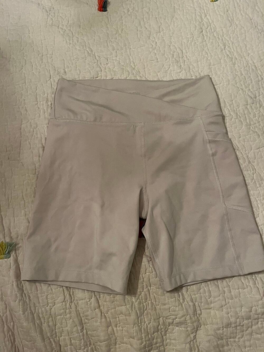 calvin klein biker shorts tan creme off white size small